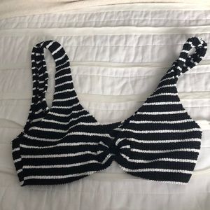 Black and white striped bikini top